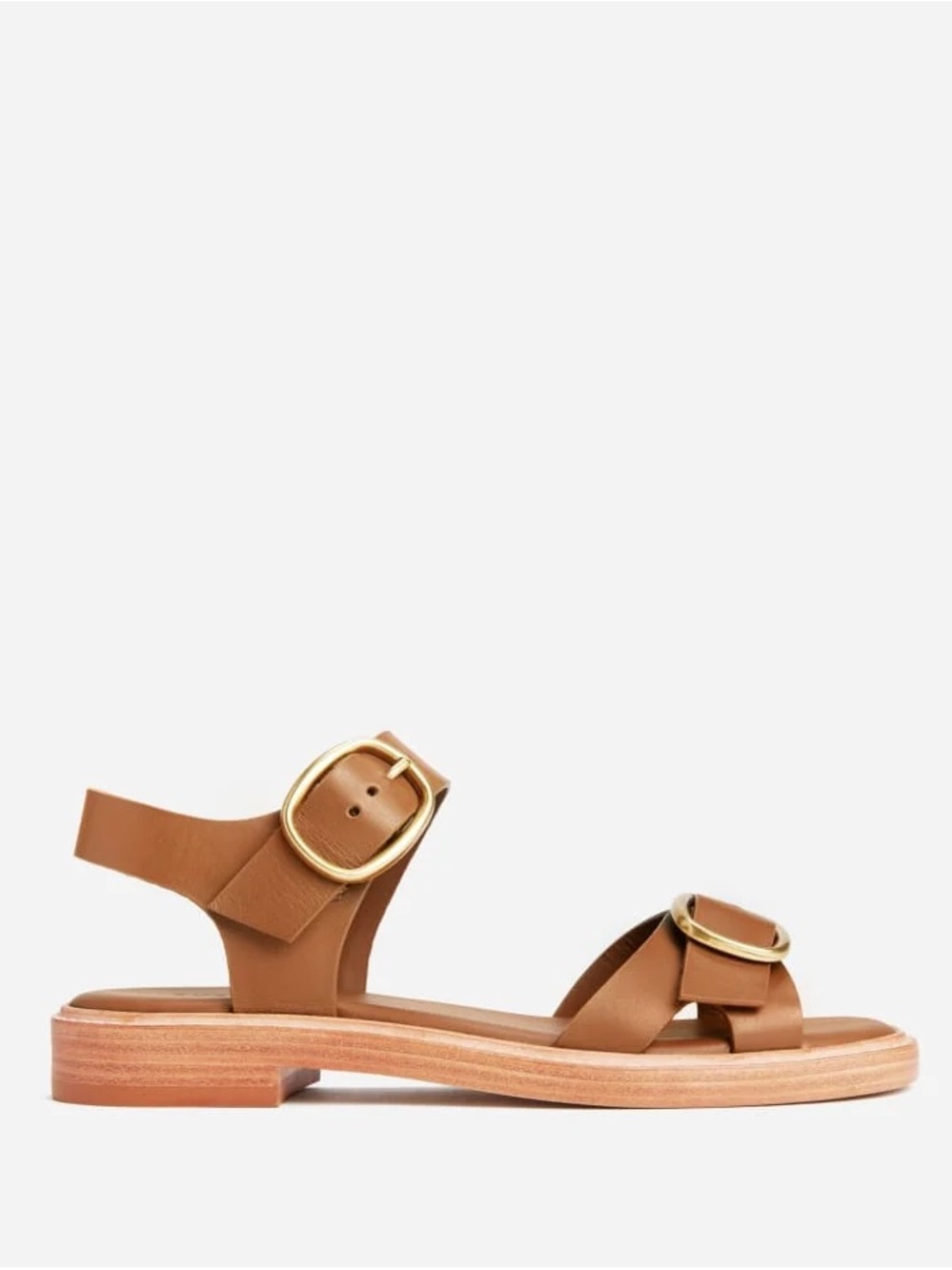 EVERLANE Tan Twin-Buckle Sandals